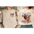 Football Bow Livin That Football Mom Life Sublimation Trending Retro Holidays Girly T-Shirts