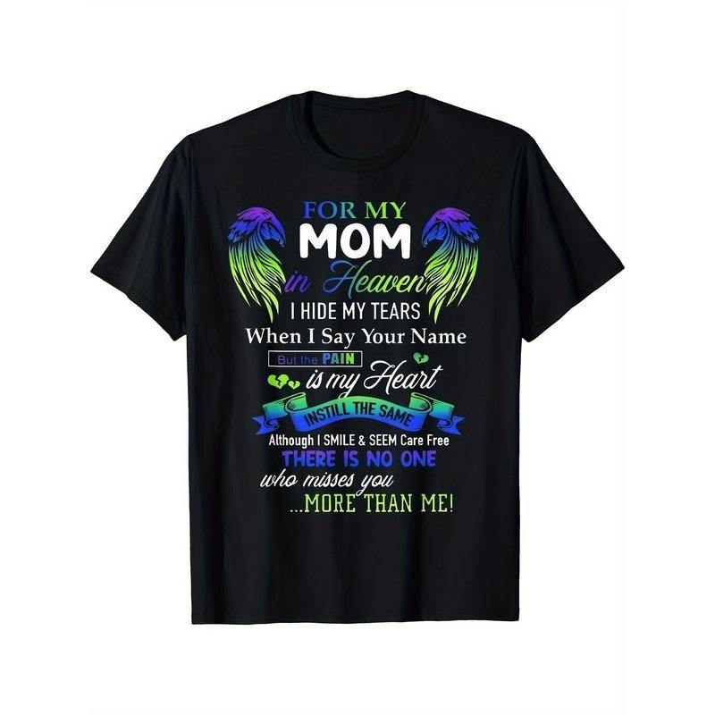 My Mom Heaven I Hide My Tears When I Say Your Name Tops Outdoors Casual Made USA T-Shirts