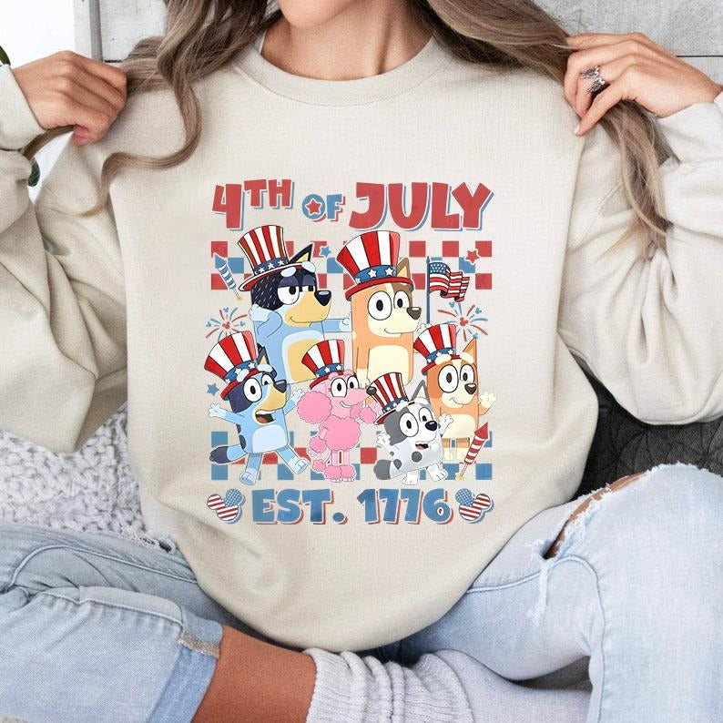 Fourth July Bluey USA 4th July Red White & Bluey Shirt T-Shirts