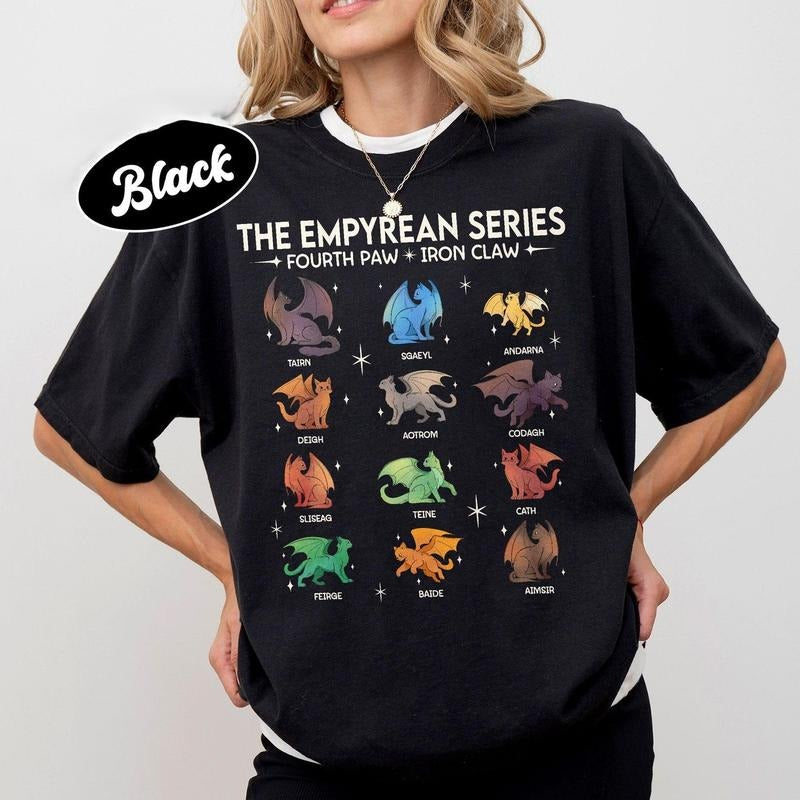 Fourth Wing Cats Shirt Fantasy Cat Shirt Basgiath War College Bookish Readers TDVRI T-Shirts