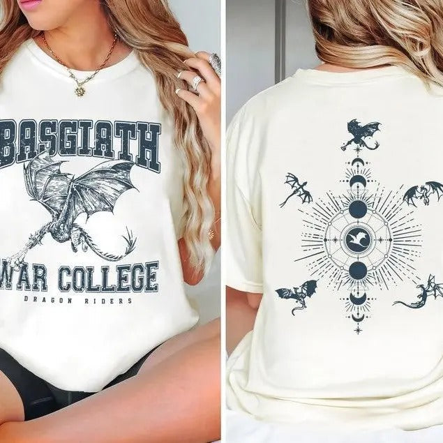 Fourth Wing Double Sided Shirt Basgiath War College Shirt Basgiath War College Fourth Wing Shirt Bookish Dragon Rider Shirt T-Shirts