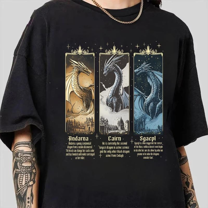 Fourth Wing Dragon Shirt Sgaepl & Andarna Cairn Basgiath War College Dragon Rider T-Shirts
