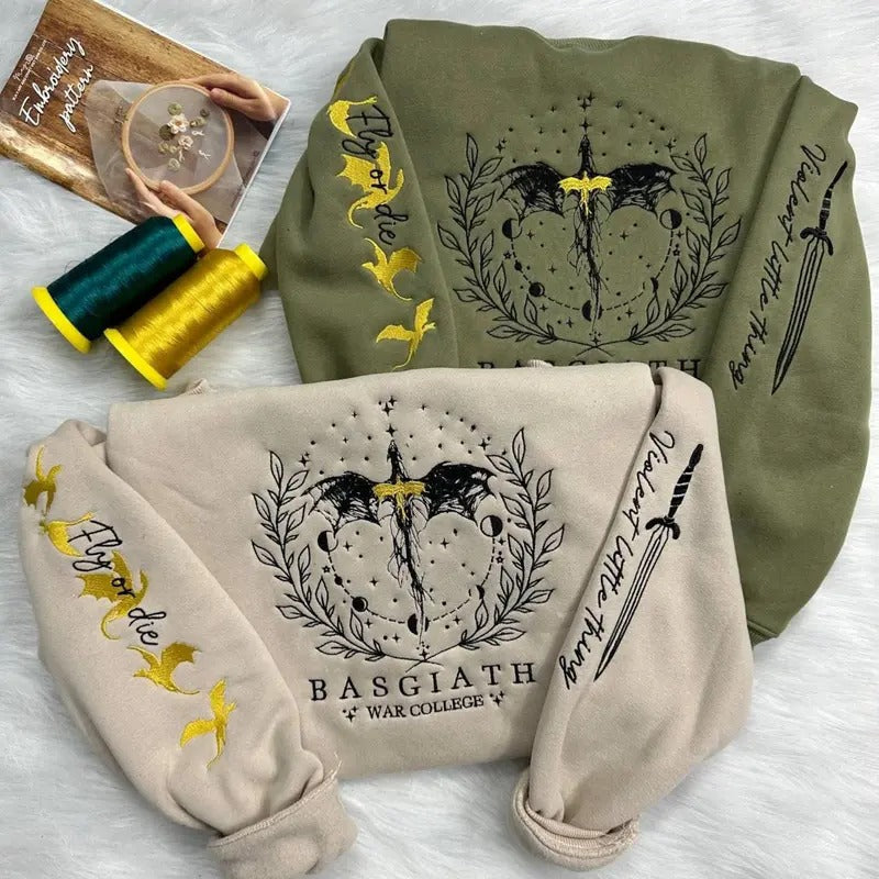 Fourth Wing Embroider Custom Basgiath War College Rebecca Yorros Dragon Rider Violet Sorrengail Xaden Riorson Fantasy Reader T-Shirts