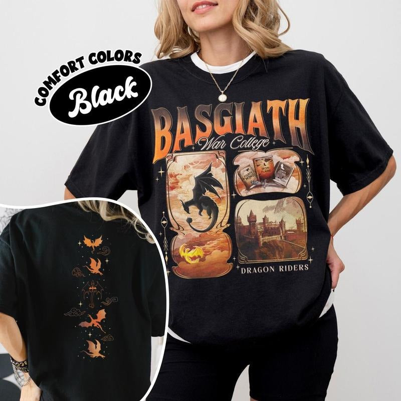 Fourth Wing Fan Shirt Basgiath War College Bookish Shirt Onyx Storm Violet Sorrengail Shirt Bookish Dragon Rider T-Shirts