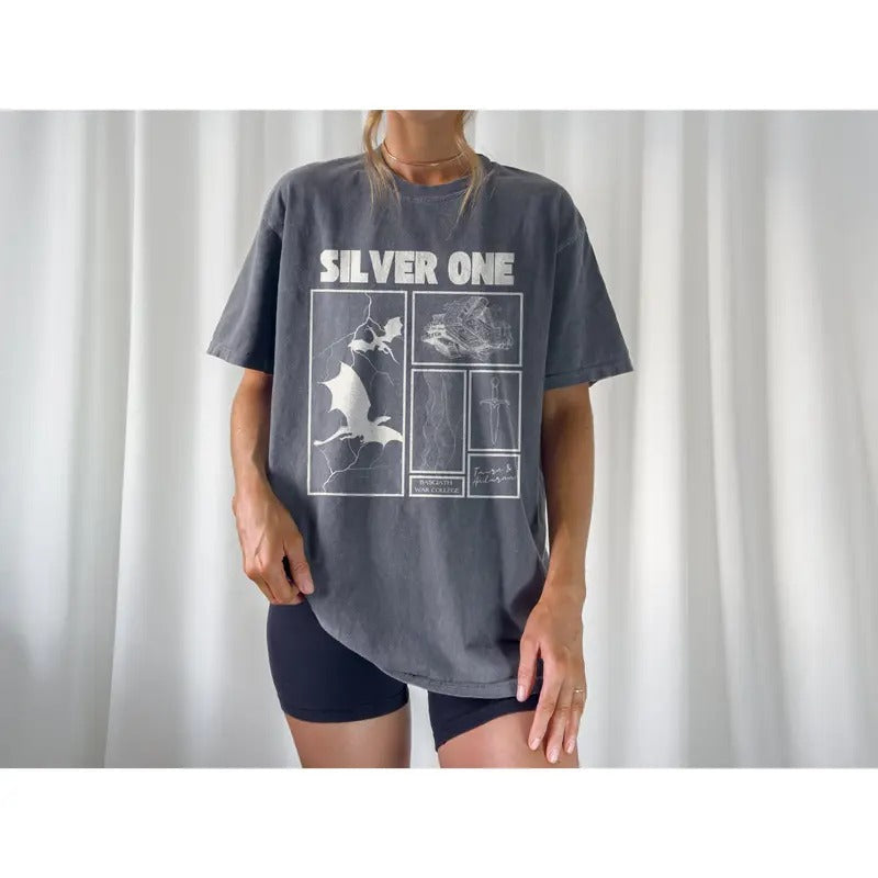 Fourth Wing Shirt Violet Sorrengail Silver One Basgiath War College Shirt Tairn Andarna Riders Quadrant Xaden Riorson Rebecca Yarros T-Shirts