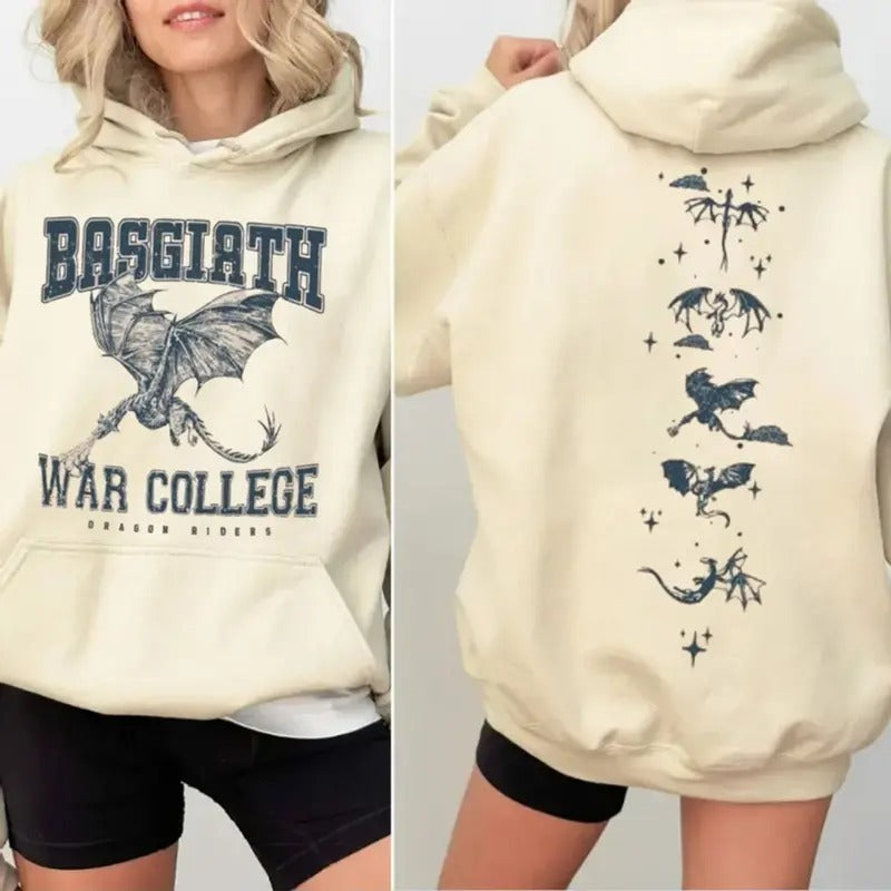 Fourth Wing Wyvern Double Sided Basgiath War College Shirt Bookish Shirt Fourth Wing Dragon Rider Booktok T-Shirts