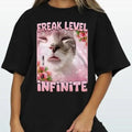 Freak Level Infinite Funny Cat Meme Shirt Cotton Cotton T-Shirts