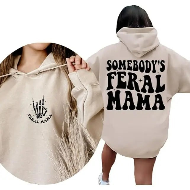 Freal Mom Casual Street Fleece Hooded Tops Perfect T-Shirts