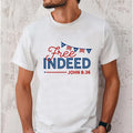 Free Indeed Independence Day Christian 4th July Casual Crew Neck Short Sleeve Tops Perfect T-Shirts