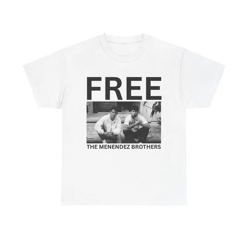 Free Menendez Brothers Casual True Crime Fans Unique Menswear Streetwear Round Neck T-Shirts