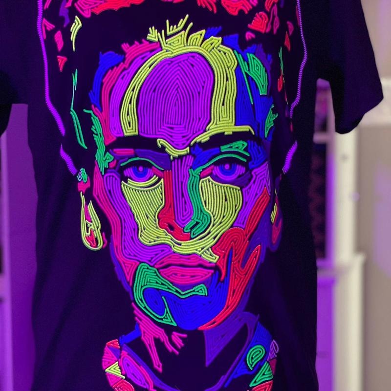Frida Abstracta Cotton Black T-Shirts
