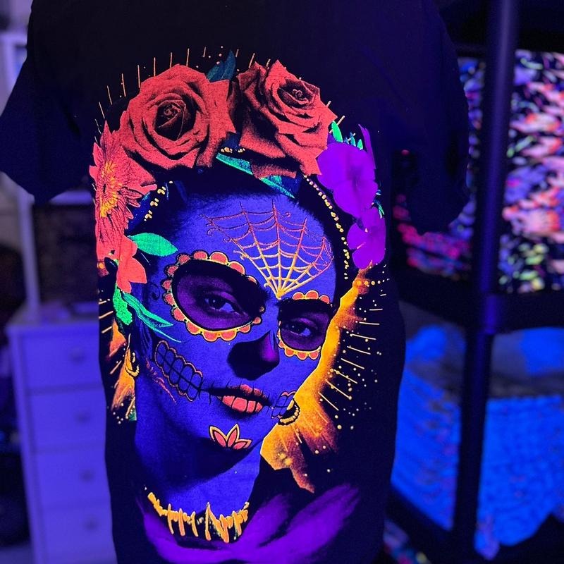 Frida Catrina Doble Vista Casual Cotton Black T-Shirts