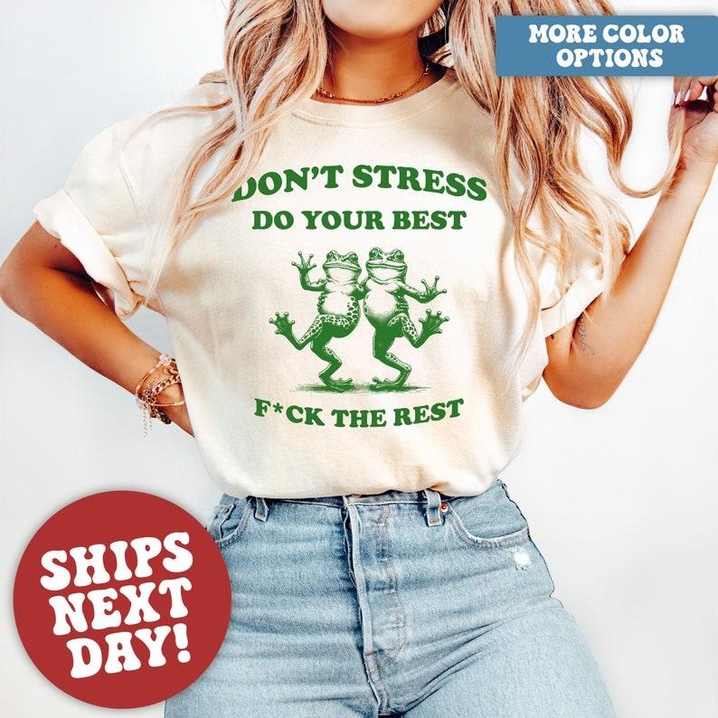 Frog Shirt Mental Health Shirt Funny Frog Shirt Meme Anxiety Shirt Y2K T-Shirts