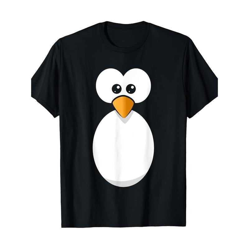 Fun Penguin Face Simple Black Penguin Made USA T-Shirts