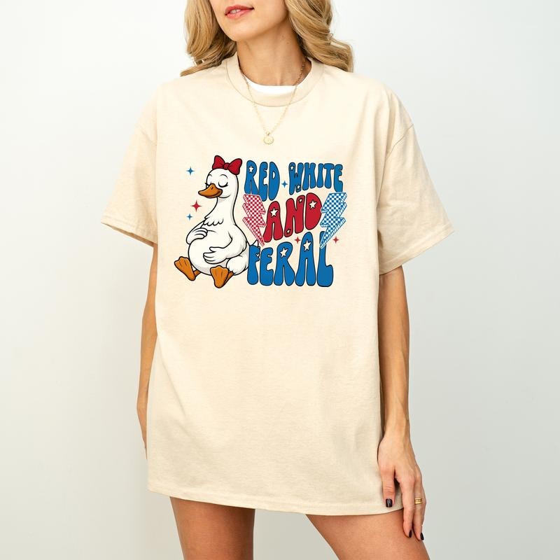 Funny 4th July Shirt Feral Raccoon Shirt Feral Girl Red White Feral Shirt Independence Day America Shirt Patriotic Shirt T-Shirts