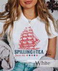 Funny 4th July July 4th Party Spilling Tea Since 1773 Veterans Patriotic Top Independence Day American T-Shirts