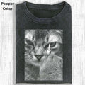 Funny Animal Vintage Angry Cat Animal Shirt Meme Cringe Funny Shirt Menswear Womenswear Streetwear Cotton Comfort T-Shirts
