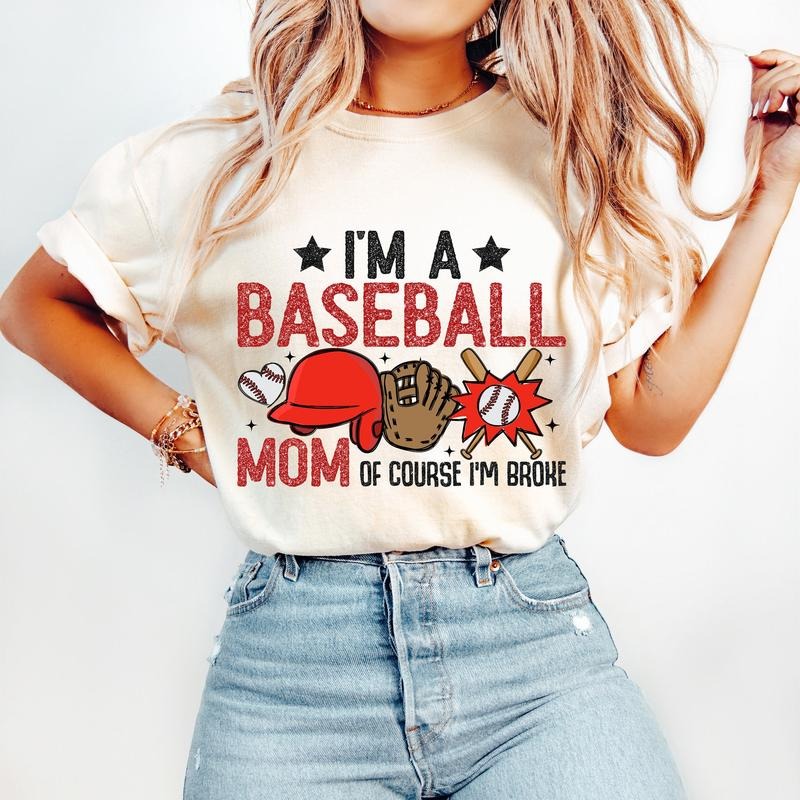Funny Baseball Mom Baseball Baseball Shirt Retro Baseball Mama T-Shirts