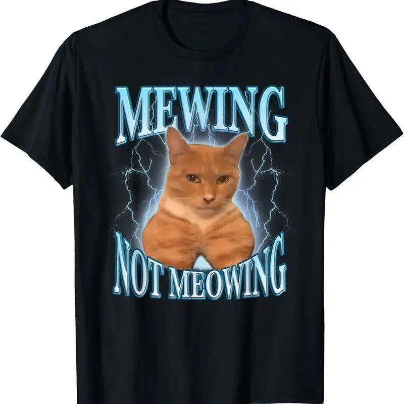 Funny Cat Meme Mewing LooksMax Meowing Cat Trend T-Shirts