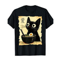 Funny Cat Ramen Japanese Kawaii Anime Cat 100% Cotton Made USA T-Shirts