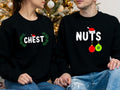 Funny 2023 Couples Chest Nuts Matching Parents X Mas Party His Hers Couples T-Shirts