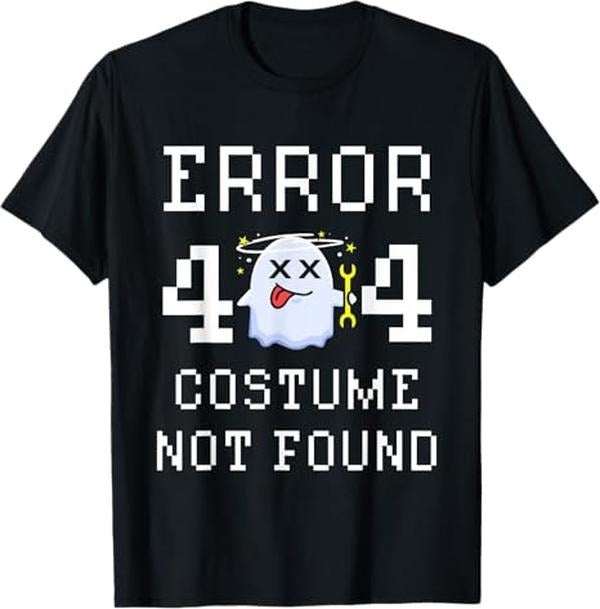 Funny Error 404 Costume Not Found Shirt Error 404 Costume Not Found Gamer Halloween Menswear Top T-Shirts
