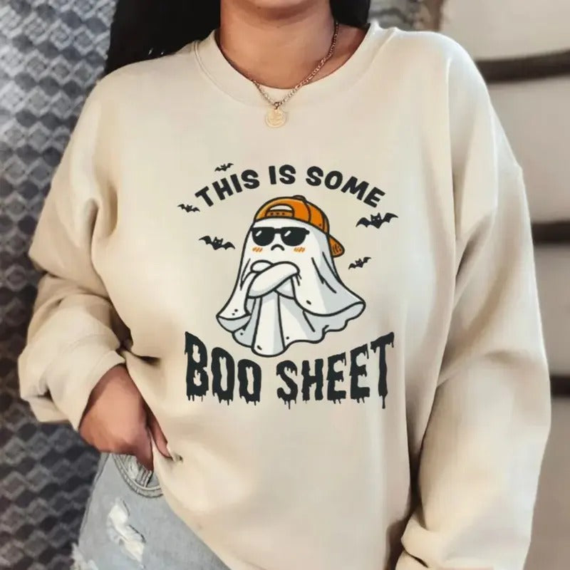 Funny Ghost Halloween Shirt Boo Sheet This Is Some Boo Sheet Funny Halloween Funny Halloween Long Sleeve Shirt T-Shirts