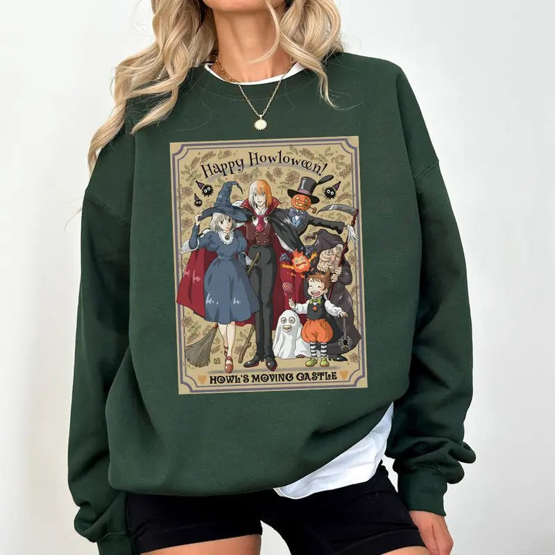 Funny Howloween Howls Moving Castle Shirt Howl Sophie Calcifer Anime Shirrt Halloween 2024 T-Shirts