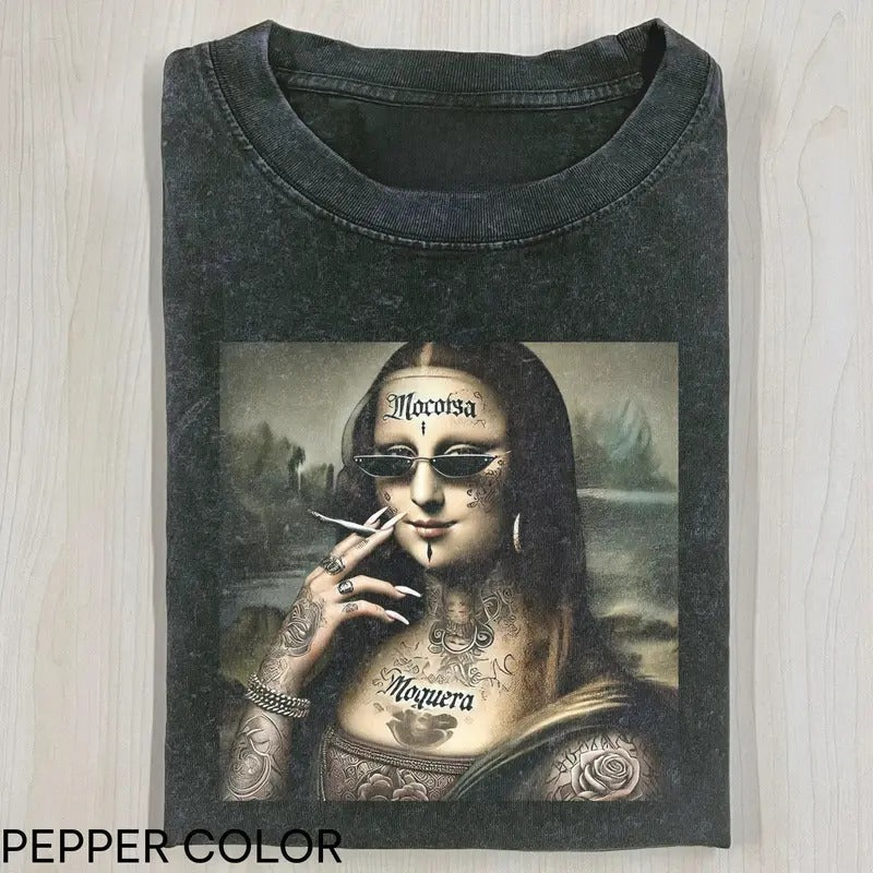 Funny Mona Lisa Cool Meme Cringe Funny Dumb Shirt Top Menswear Womenswear Streetwear T-Shirts