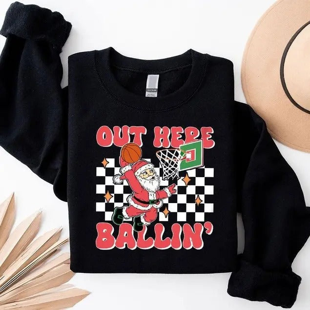 Funny Santa Basketball Player Basketball Basketball T-Shirts