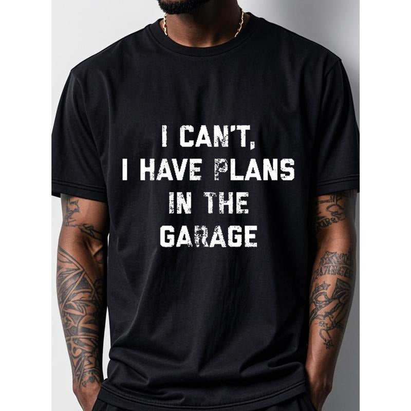 [Funny Soft Crew Neck ] 100% Cotton Funny Soft Breathable Crew Neck Black I Can'T I Have Plans Garage Moisture Wicking Gym Friendly Sports Weekend Casual Made USA T-Shirts