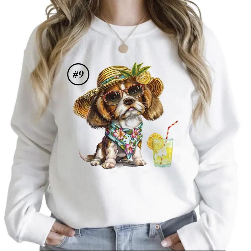 Funny Summer Dogs Beach Sunny Cocktail Summer Hunting Season 1 Cotton Womenswear T-Shirts