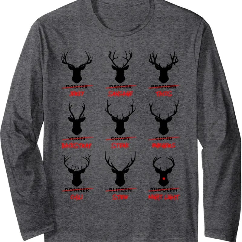 Funny Ugly Top Deer Hunter Santa'S Reindeer Jerky Long Sleeve T-Shirts