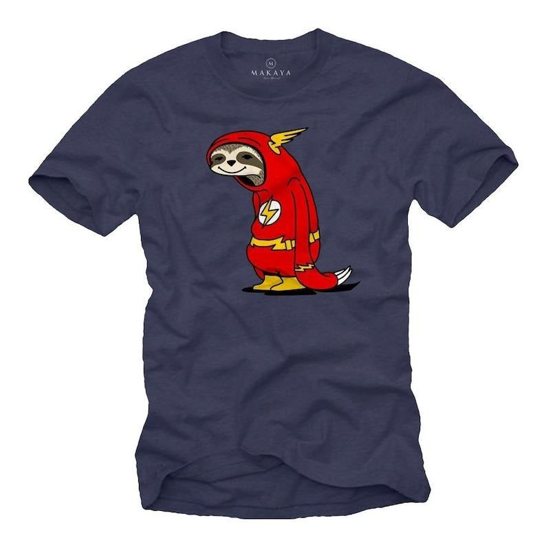 Funny Print Flash Sloth Blue Cool Nerd Him Large Sizes Round Neck S 5XL T-Shirts