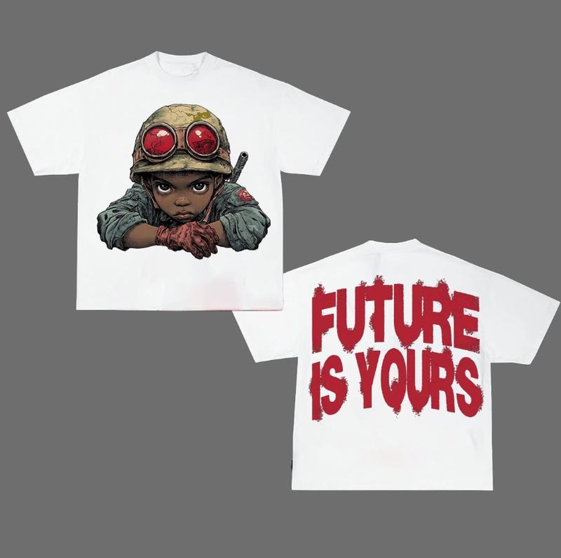 Future Is Your Big Face Flame GraphicT Shirt Y2k New Streetwear T-Shirts