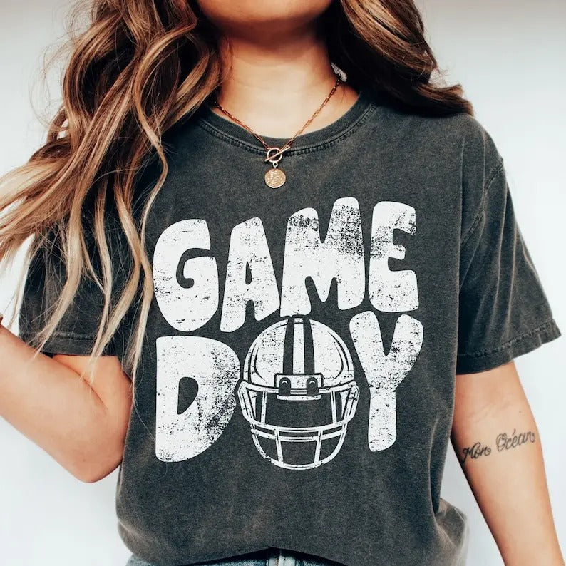 Game Day Shirt Football Shirt Football School Spirit Football Helmet Football Mom Shirt Sports Mom T-Shirts