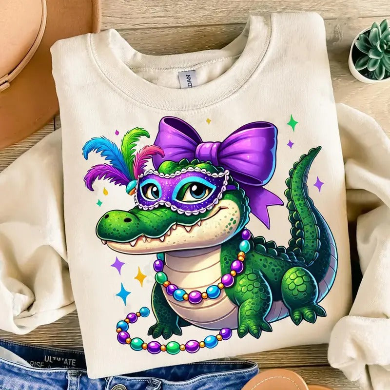 Gator Mardi Gras Mardi Gras Alligator Shirt Fleur De Lis Shirt Louisiana Festival T-Shirts