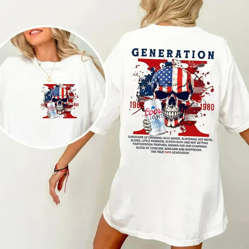 Generation X Beer Shirt Halloween Generation X New Version Two Side Shirt Generation X Halloween Short Sleeve Shirt Casual T-Shirts
