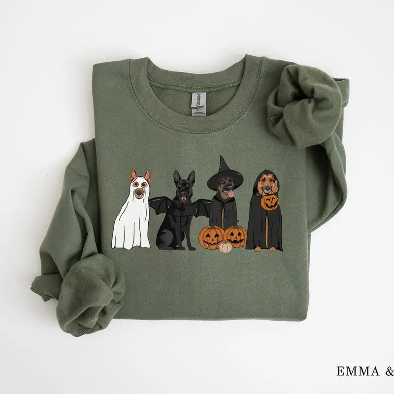 German Shepherd Halloween Ghost Dogs Halloween Dog Halloween Shirts Fall Dog Lover T-Shirts