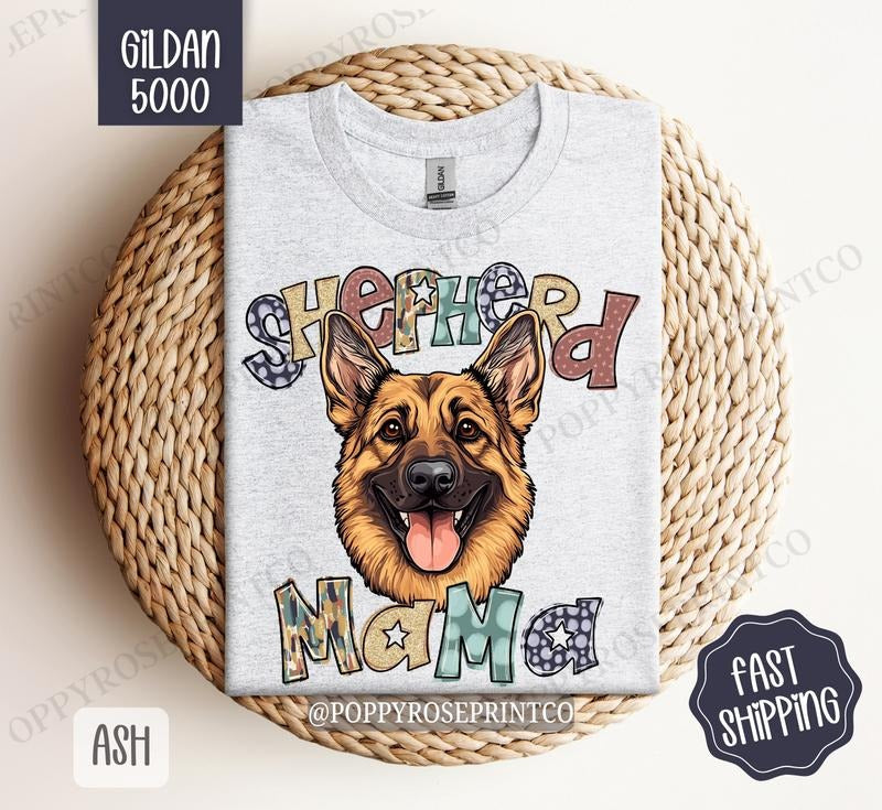German Shepherd Mama Shirt Gildan Dog Mom Cute Mama Plus Sizes T-Shirts