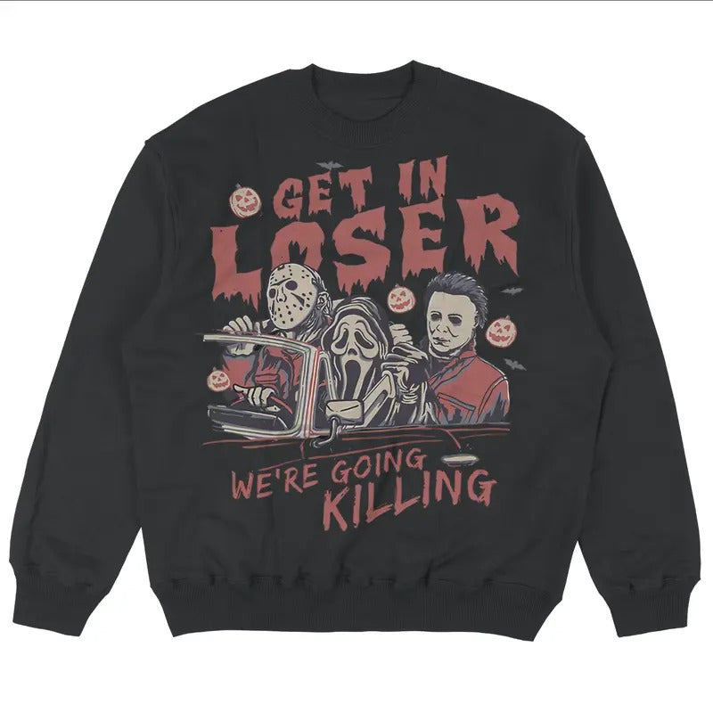 Get Loser We'Re Going Killing Get Loser Halloween Shirt Ghostface Shirt Michael Myers Shirt Horror Movie Character Shirt Halloween Spooky Season Trick Treat Halloween Movie Funny Halloween Shirt Menswear T-Shirts