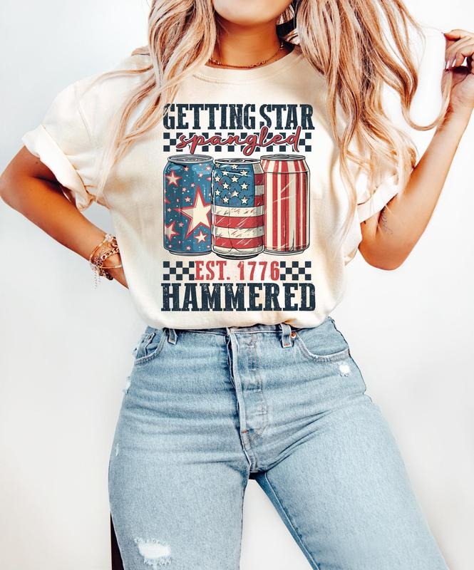 Getting Star Spangled Hammered Memorial Day Shirt 4th July Shirt Independence Day Funny July 4th T-Shirts