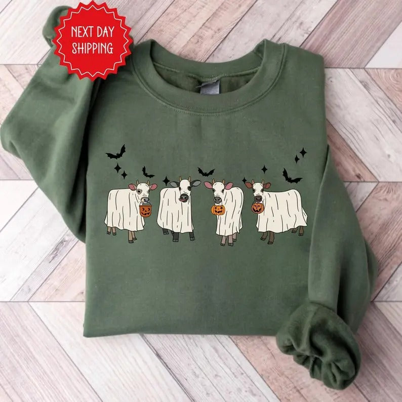 Ghost Cow Cute Halloween Halloween Animals Ghost Shirt Cow Lovers Halloween Halloween Funny Classic T-Shirts