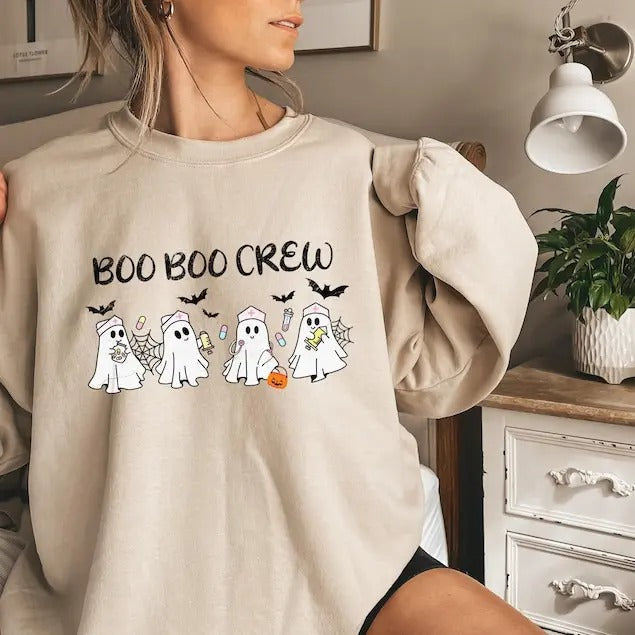 Ghost Nurses Halloween Nursing Student Spooky Season Boo Boo Crew Halloween Nurse Halloween T-Shirts