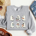 Ghost Reading Books Bookish Halloween Librarian Funny Ghost Reading Shirt Librarian Cotton T-Shirts