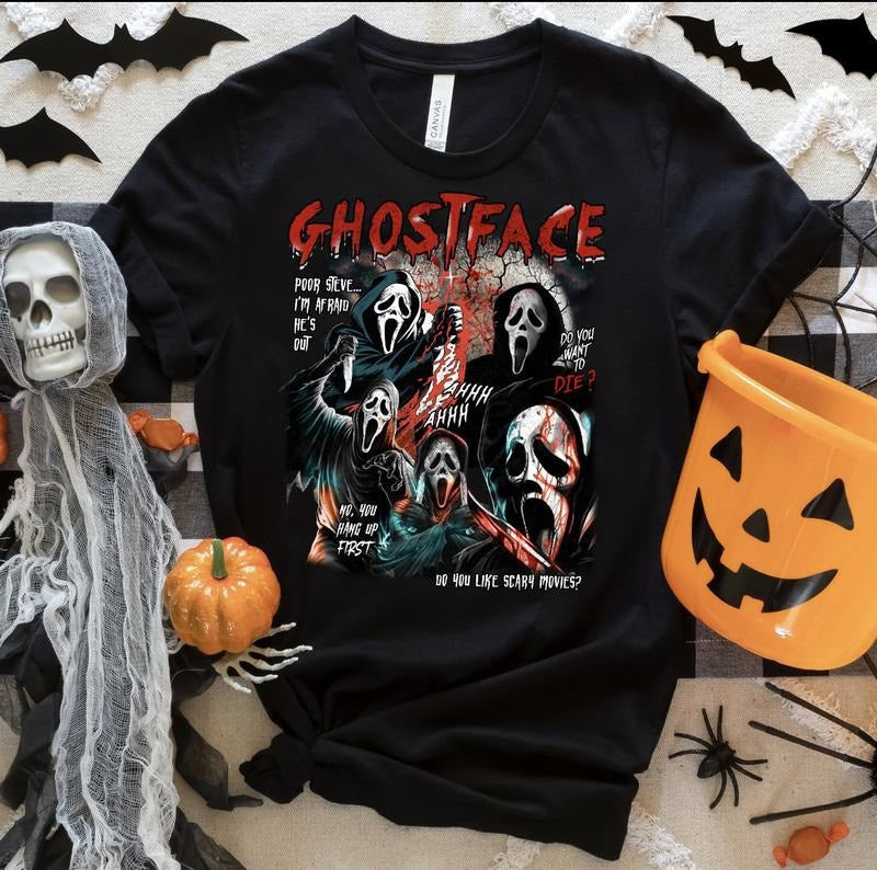 Ghostface Halloween Shirt Halloween Scary Movie Shirt T-Shirts