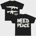 Gildan Heavy Cotton 2sides Need Peace Black Short Sleeve Casual Top Streetwear S 4XL T-Shirts