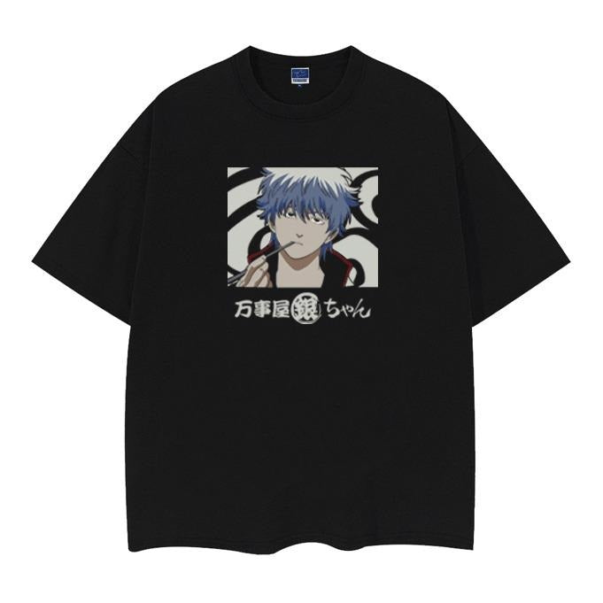 Gintama "Yorozuya Sakata Gintoki" Vintage Anime 100% Cotton Original Top Streetwear Casual Menswear T-Shirts