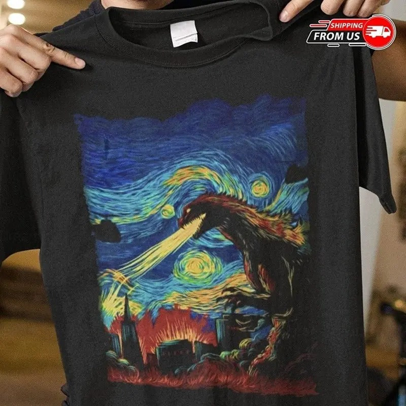 Godzilla Starry Night Shirt Godzilla Hoo Godzilla Dinosaur Shirt T-Shirts