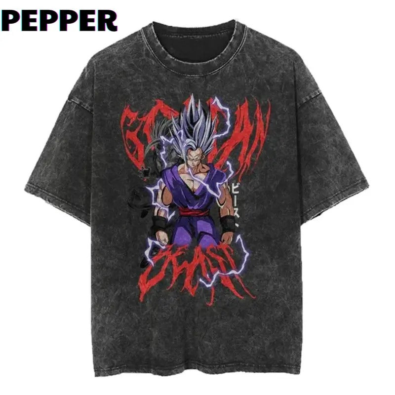 "Gohan Beast" Vintage Washed Shirt Menswear Top T-Shirts